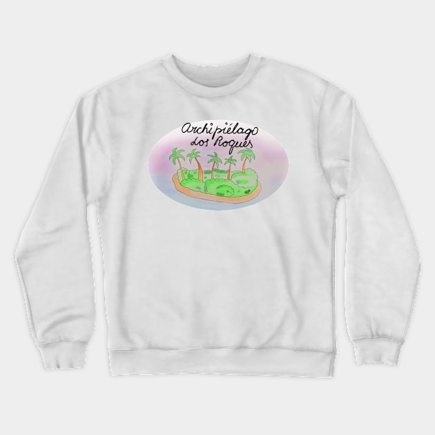 Archipiélago Los Roques watercolor Island travel, beach, sea and palm trees. Holidays and rest, summer and relaxation Crewneck Sweatshirt by grafinya